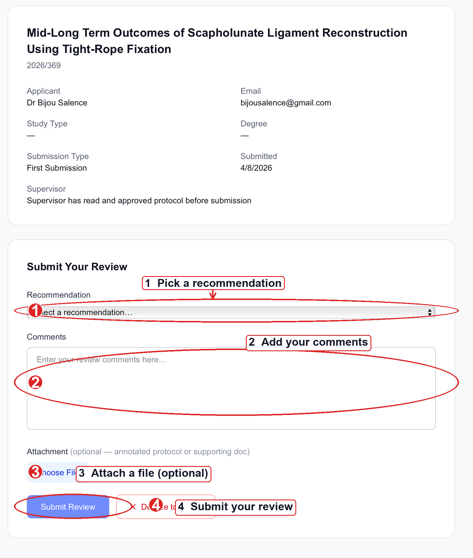 The review form